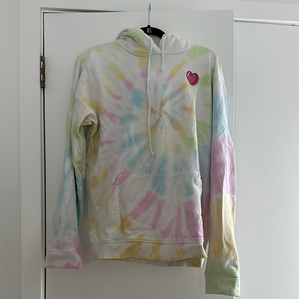 Tie-Dye Hoodie with Heart Patch
